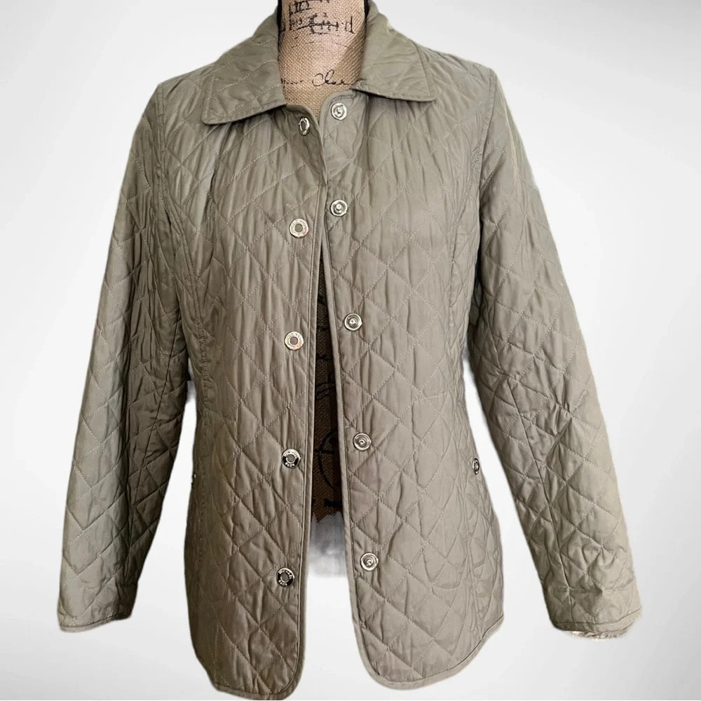 MICHAEL KORS‎ Women's Sage Green Quilted Lightweight Jacket Medium | EUC
